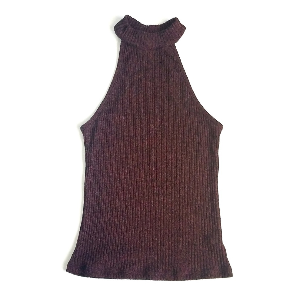 Burgundy Sleeveless Knitted TurtleNeck (A67)